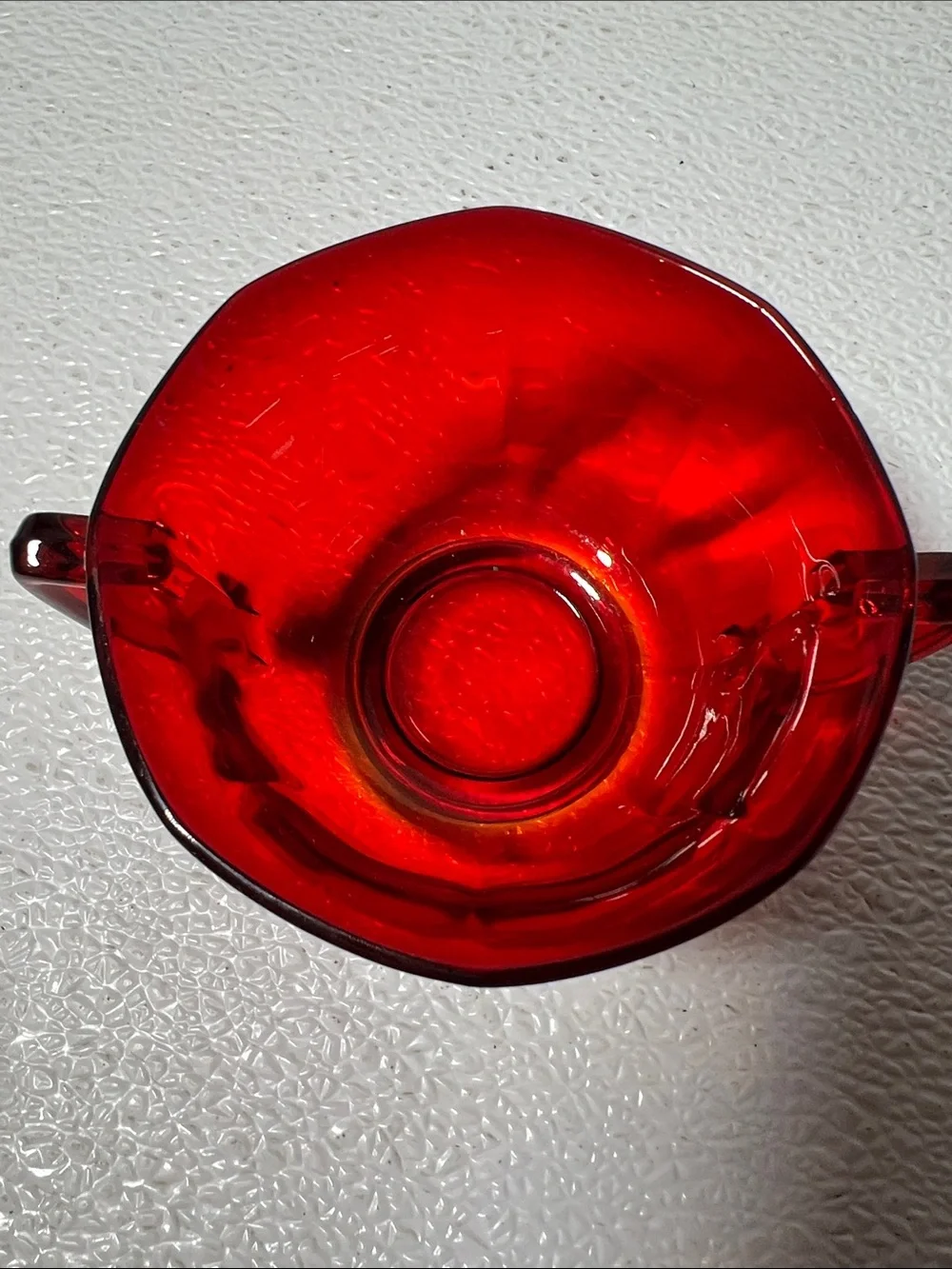 Vintage Ruby Red Glass Creamer and Sugar Set